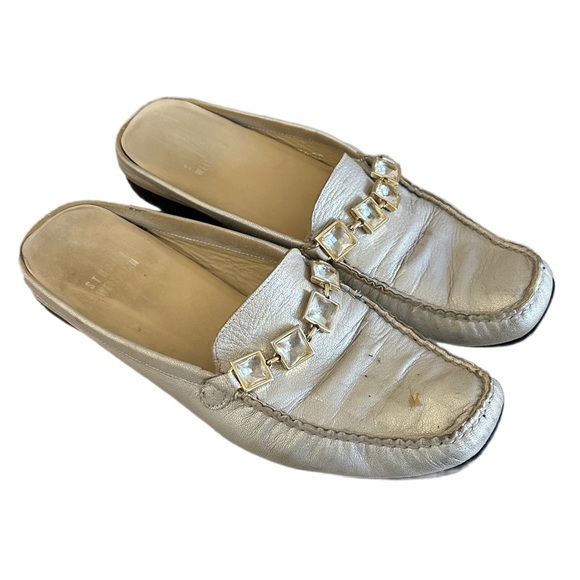 Stuart Weitzman Metallic Gold Slides - Picture 1 of 7